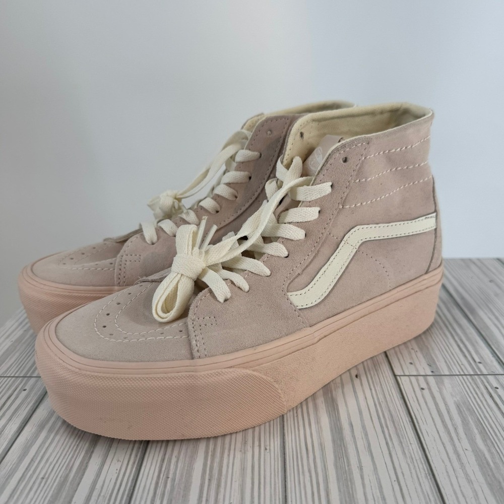 Vans Sk8 High Tapered‎ Stacked Platform Suede Light Pink Women's Shoes Size 9